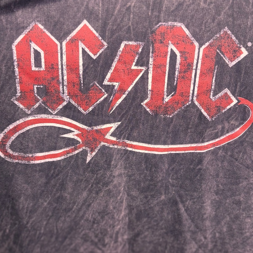 Vintage Charcoal and Red AC/DC Hoodie dress with pockets - Picture 3 of 5
